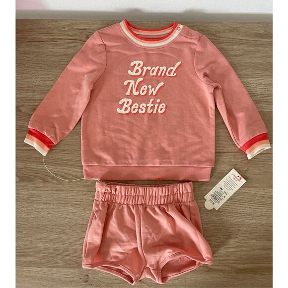 Cat & Jack Other - Cat & Jack Baby Set 18M NWT | Brand New Bestie Sweatshirt Shorts Outfit